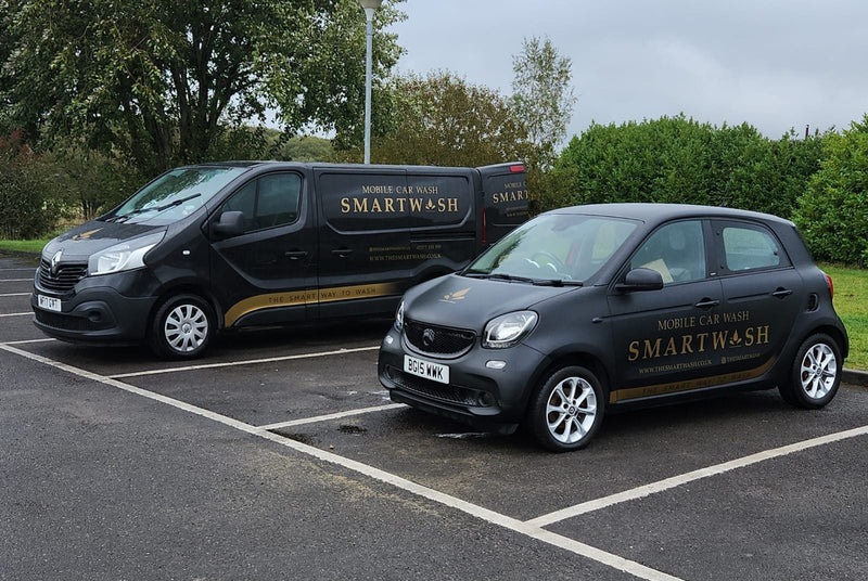 SmartWash van and car parked side by side